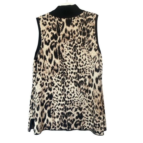 Chico's Knit Mock Neck Animal Print Sleeveless Sweater Office Cozy Layer Sz L - Picture 2 of 9